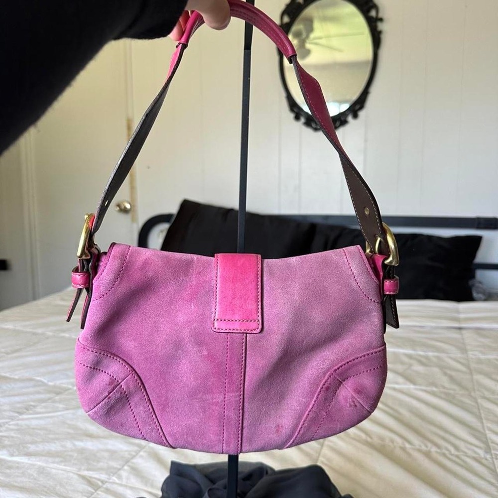Coach soho bag hot pink suede brown monogram interior y2k vintage - Picture 4 of 6